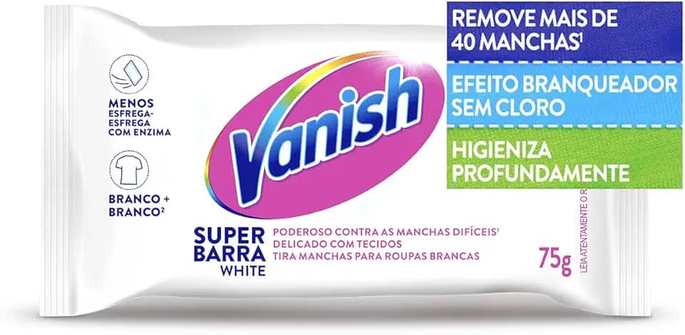 Vanish Tira Manchas Em Barra White 75G Para Roupas Brancas