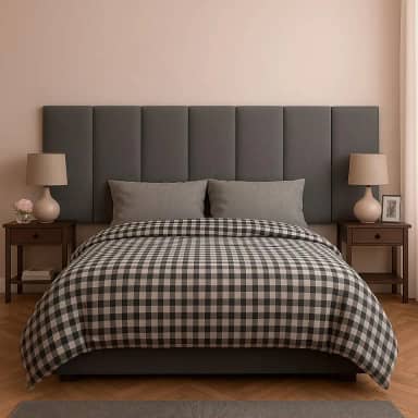 Cabeceira 8 Módulos Estofados Placa Cama Box Adesiva Queen (Cinza)