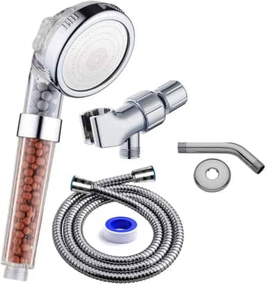 Chuveiro de Alta Pressão com Filtragem - 3 Saídas de Água (Jato, Chuva, Massagem) - Kit Completo com Acessórios - Puro e Suave