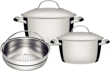 Jogo de Panelas Tramontina Allegra em Aço Inox com Fundo Triplo 3 Peças