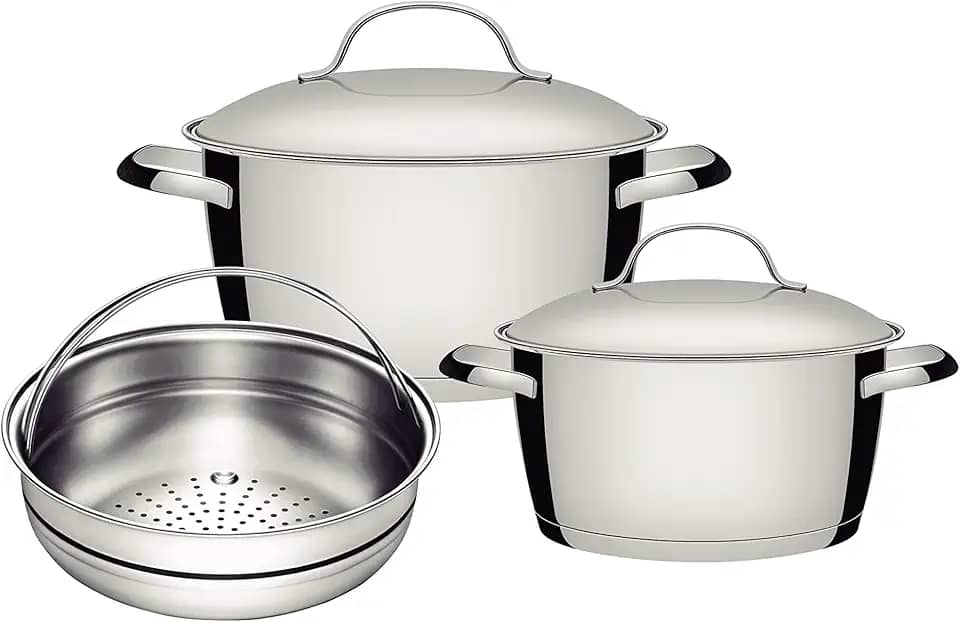 Jogo de Panelas Tramontina Allegra em Aço Inox com Fundo Triplo 3 Peças