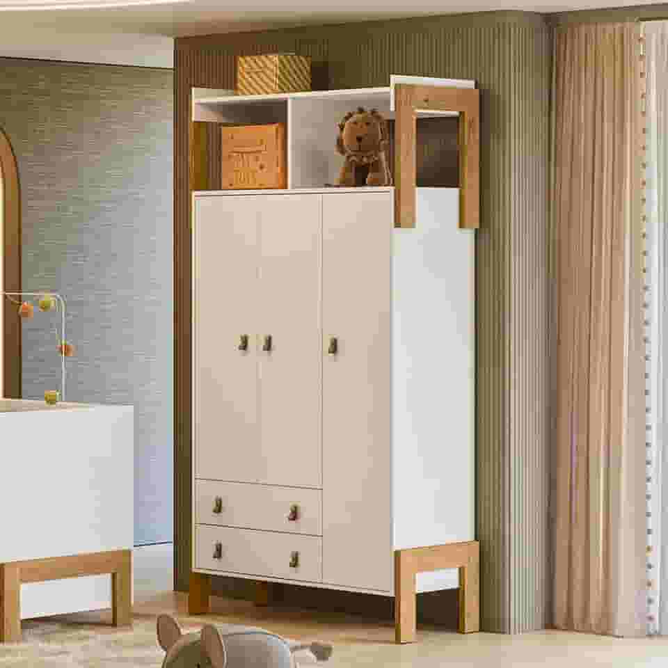 Guarda Roupa Roupeiro Infantil Fantasia 4375 Qmovi Branco Acetinado