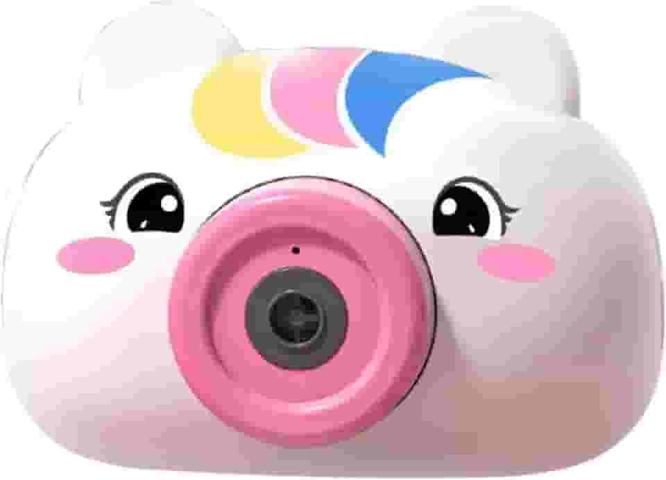 Câmera de bolhas de sabão infantil com Luzes LED e Som - Brincadeira Ar Livre - 2 Refis de Sabão, Alça Portátil e Design Seguro para Crianças a Partir de 3 Anos (Unicórnio Kellpy)