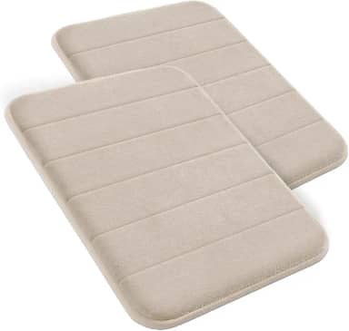 Decolab Tapete Antiderrapante Banheiro Super Soft | Kit Tapete Banheiro Box ou Banheira Completo | Jogo Tapetes Para Banheiro Multiuso Decoração Quarto (Bege-claro, 2 Peças)