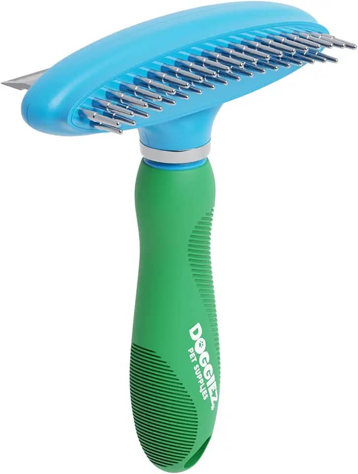 Escova para cães 2 em 1 para queda e subpelo, escova de pelos para cães – escova de cabelo longo para cães – escova de cabelo longo para cães – escova de pelo curto, escova de gato de pelo longo