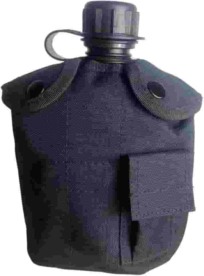 Cantil Tatico Militar Com Caneca De Aluminio E Capa Multicor (Preto)