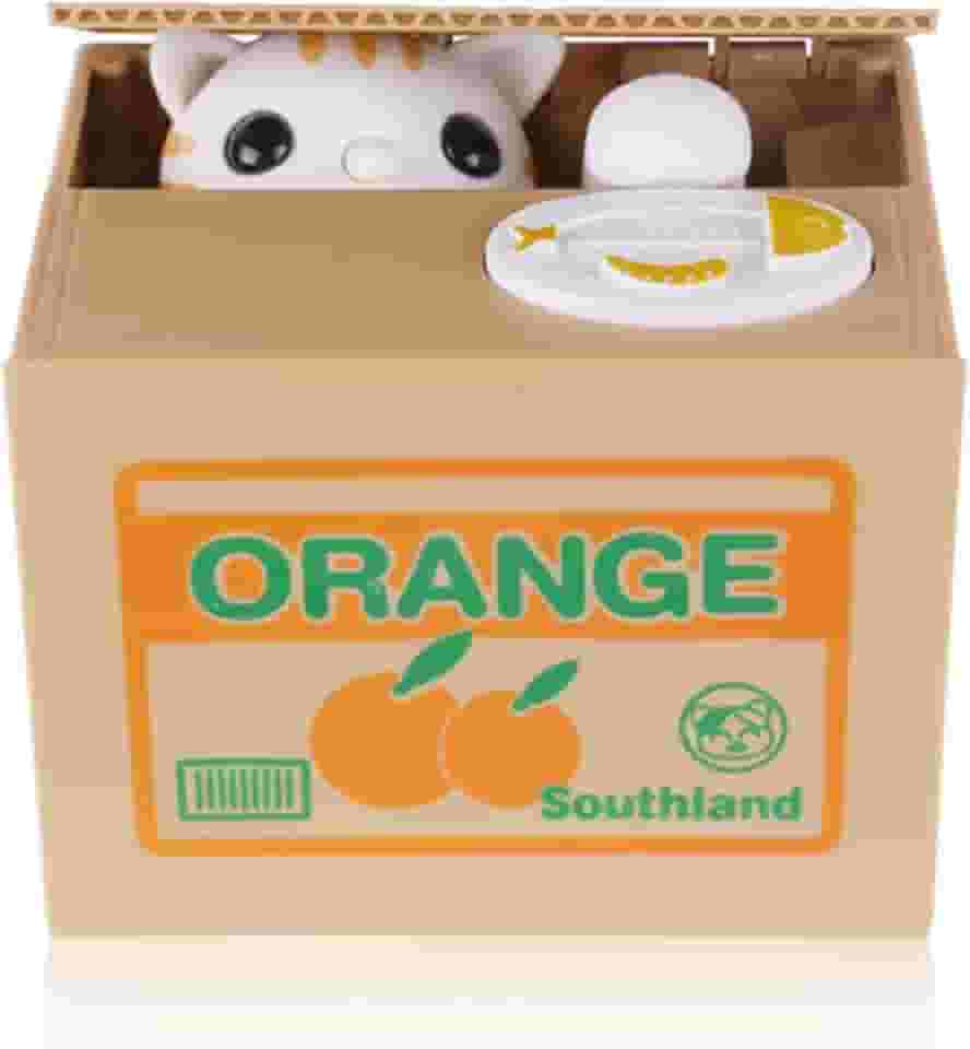 Cofrinho roubando, cofrinho automático estola moedas, cofrinho e economia de dinheiro (gato)