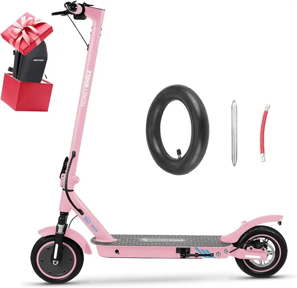 HONEYWHALE M2 MAX Patinete Elétrico Adulto, 500W Scooter Eletrica com Sistema de Suspensão Dupla, Velocidade Máxima de 32KM/H, Autonomia de 22KM, Patinete Juvenil Dobrável com Aplicativo Bluetooth