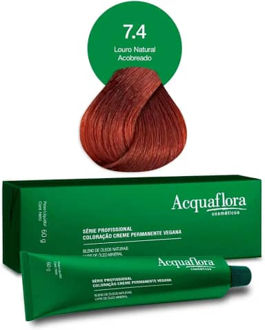 Acquaflora 7.4 Louro Natural Acobreado Coloracao Creme Permanente Vegana 60g