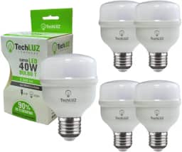 Kit 5 Lâmpadas Led 40W Bulbo 6500k Branco Frio E27 Bivolt Inmetro Techluz