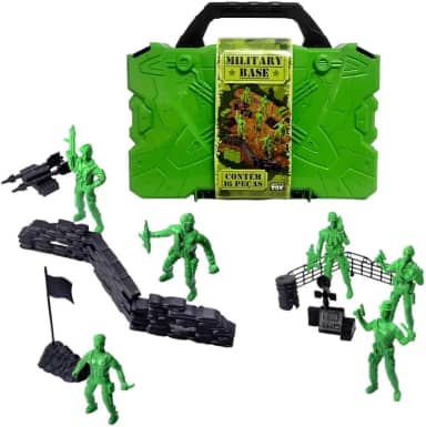 Maleta com Soldadinhos e Acessórios Brinquedo Infantil Figuras de Ação Soldadinhos de Plástico Militares com 10 acessórios