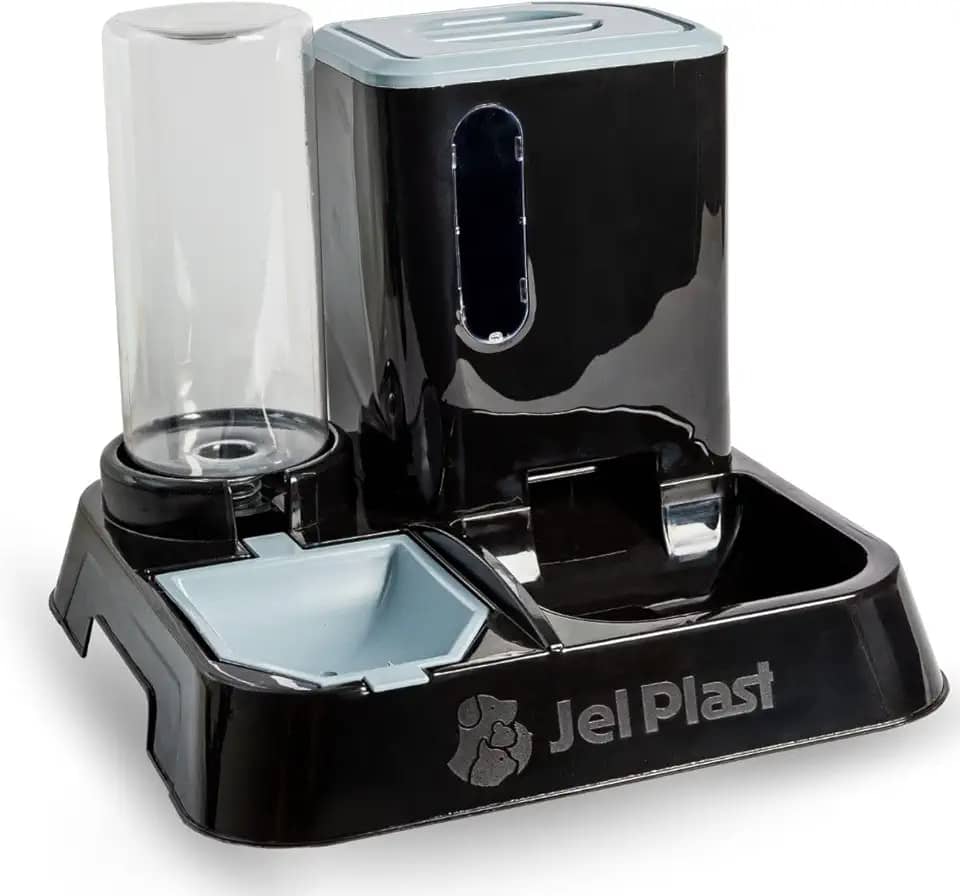 Comedouro Bebedouro Premium Automático Gato Cachorro 1L Jelplast (Preto)
