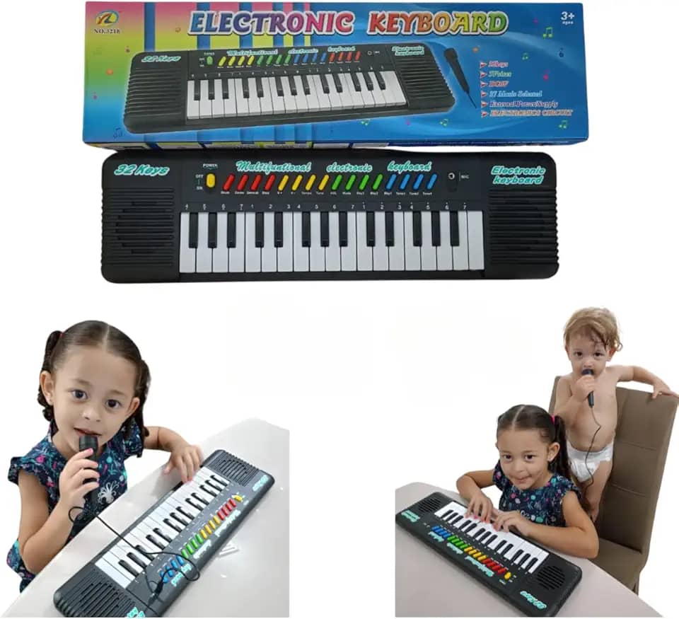 Teclado Musical Infantil 32 Teclas com Microfone e Karaokê Diversão e Aprendizado para Crianças I Arcanjo Utilidades I
