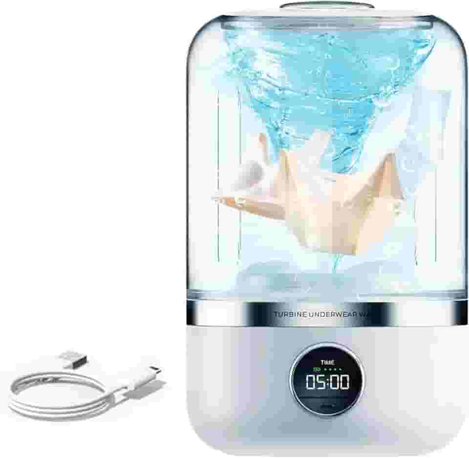 Mini máquina de lavar portátil pequena para viagem, 1,2 L, adequada para roupas íntimas, calcinhas, meias