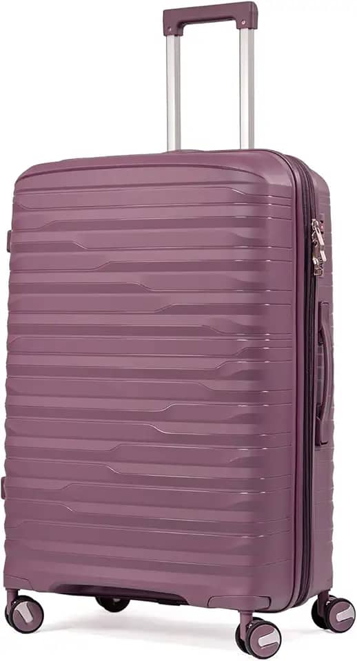 Mala De Viagem Média 23Kg Polipropileno 4 Rodas Duplas 360 Fibra Rígida Tamanho M Leve Resistente Para Despachar (ROXO, médio)