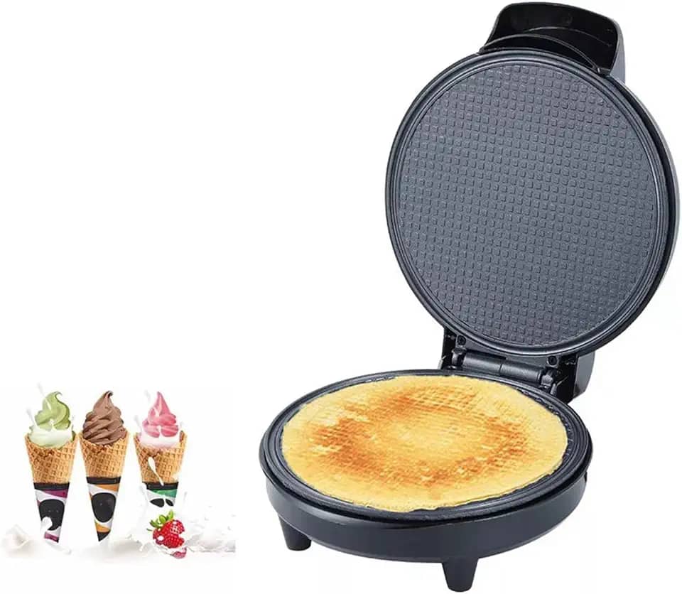 Mini máquina de cone de sorvete de waffle, cones de sorvete caseiros 1200 W, máquina de ferro waffler antiaderente elétrica, para fazer você mesmo em casa, cozinha, festas, assar, obter cones de gelo