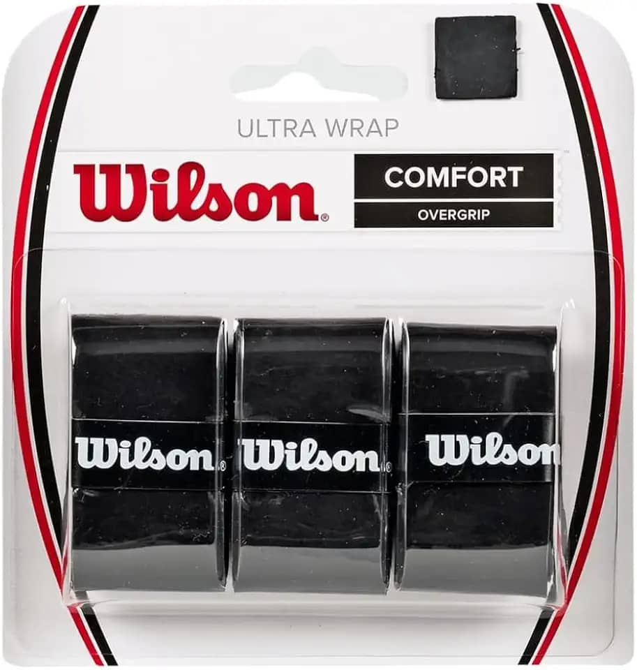 Fita Goods Ultra Wrap Tennis Overgrip, WILSON Sporting, pacote com 3, preto (WRZ403000)