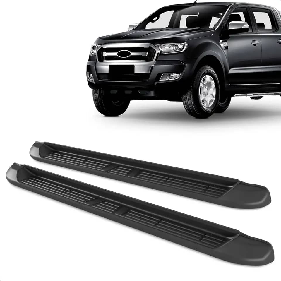 Par Estribo Lateral Injetado Ranger Cabine Dupla 2013 A 2023 Kit Fixação Incluso