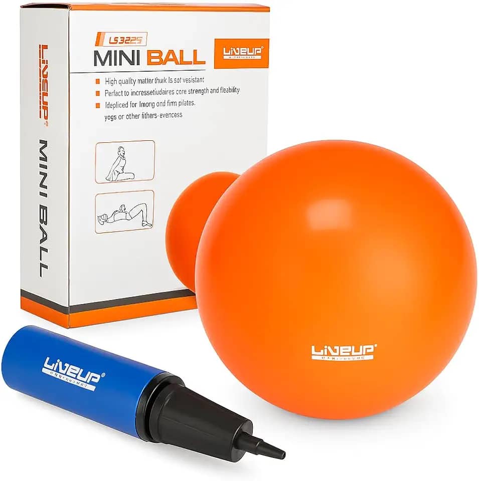 Bola de Pilates Mini 25cm com Bomba de Ar Dupla Ação, Laranja