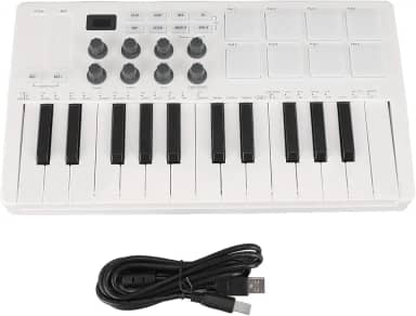 Controlador de teclado USB MIDI 25 teclado de controle midi com 8 mpc beat blocs 8 blocos de bateria iluminada 8 knobs atribuíveis software de produção musical