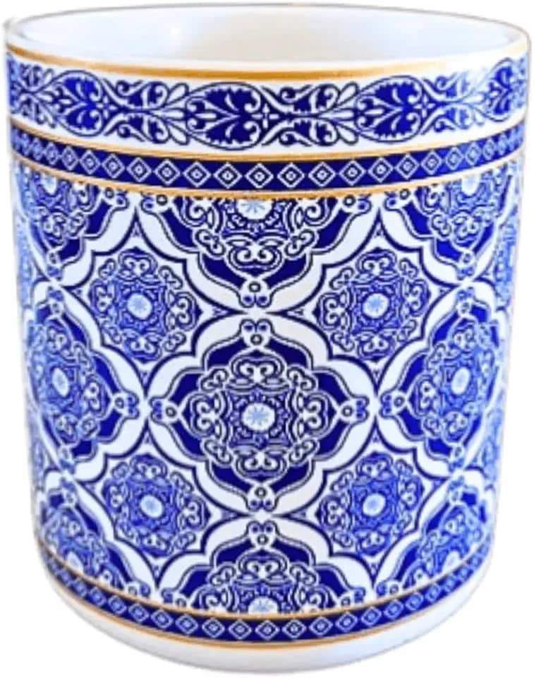 Cachepôs Vaso Azulejo Português Azul Branco 10 cm Arranjos Flores Suculentas (Cachepô A)