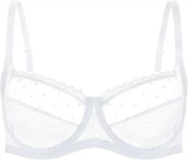 Sutiã balconette feminino sexy de malha transparente, sem forro, sem forro, sutiã plus size