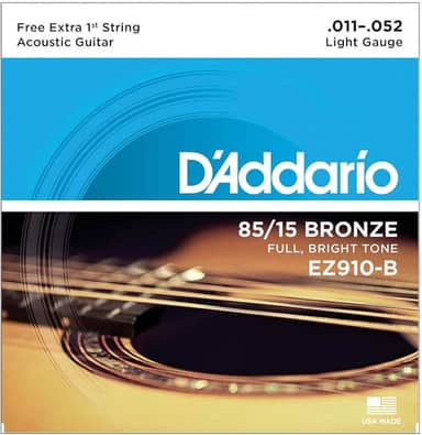 Encordoamento Para Violão Aço .011-.052 Com Corda Extra PL011 D'Addario Bronze 85/15 EZ910-B