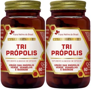 KIT 2X Tri Própolis (Própolis Vermelha, Verde e Marrom) 60 Cápsulas - Flora Nativa