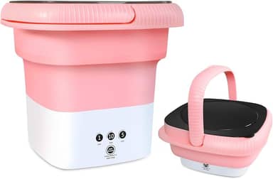 Máquina de lavar portátil, mini lavadora de 6,5 L com 3 modos de limpeza de tempo, lavadora portátil com centrifugação suave e drenagem para meias, roupas de bebê, toalhas e itens pequenos (rosa)