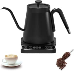Chaleira elétrica pescoço de ganso - Café e chá derramados, aquecimento rápido, controle preciso da temperatura, programação, temporizador de preparo integrado, preto fosco, 220V,1200W,0,8 l