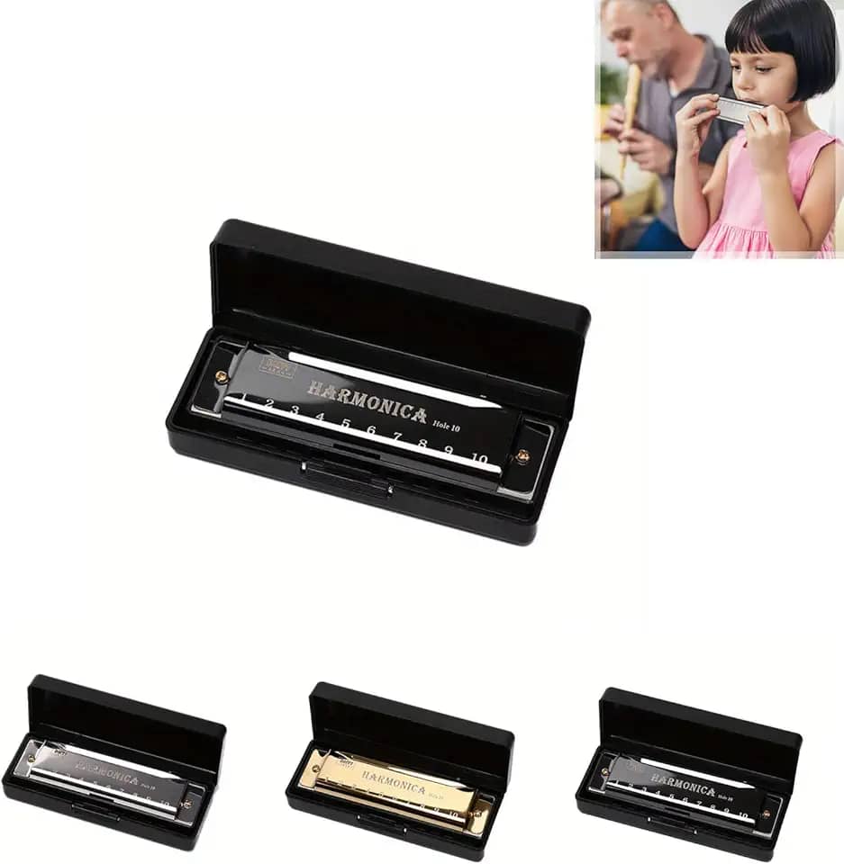 Gaita de titânio de 10 furos com furos numerados, instrumento para iniciantes, afinação C, adequada para festas e feriados, preta