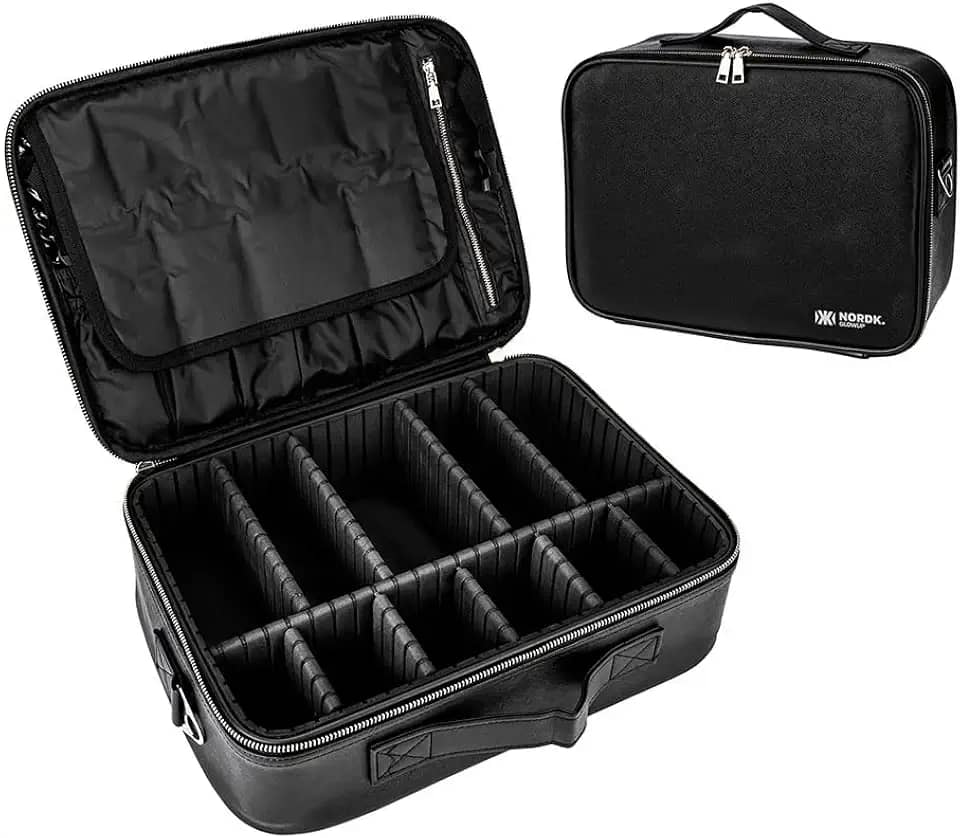 Maleta Bolsa De Maquiagem Cosméticos Nordk GlowUp Divisória Ajustável Case Profissional Make