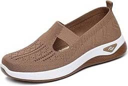 Tênis De Caminhada Feminino Ortopédico De Malha Tênis De corrida Esportivo Atlético Sapatilhas sem cadarço Confortável Respirável