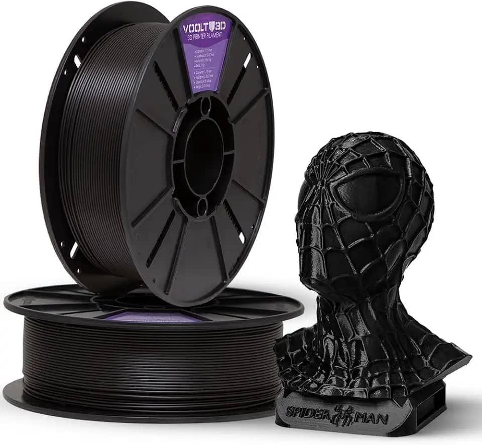 Voolt3D - Filamento PLA Preto 1kg 1.75mm - Para Impressora 3D FDM - Nacional