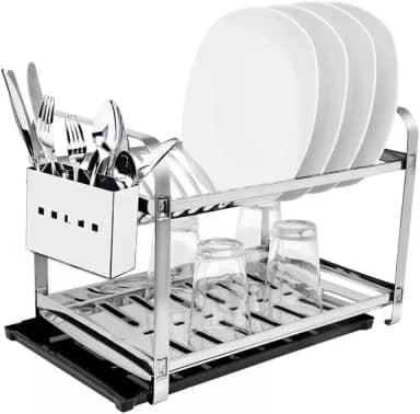 Escorredor de Louças 16 Pratos com Porta Talher Inox e Bandeja Mak-Inox 2216