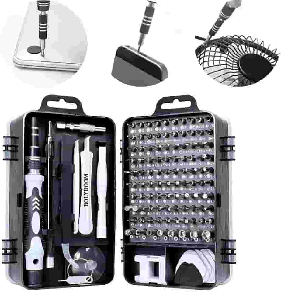 Kit Jogo Ferramentas 115 Chaves Precisão - Para Celular, Notebook, Tablet - Completo p/Assistência Técnica Profissional - Magnético, Durável, com Caixa - BOLYDOOM