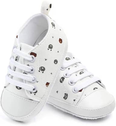 Sapatinho Bebê Recem Nascido Anti Derrapante Infantil Crianças de 6 a 12 meses (Branco Ursinho, 13cm)