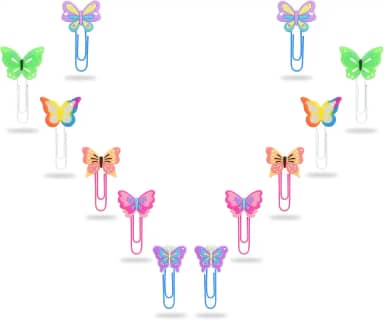 Marcador de livro fofo, 12 peças de clipes de papel de animais adoráveis exclusivos para estudantes que leem escritório (borboleta)