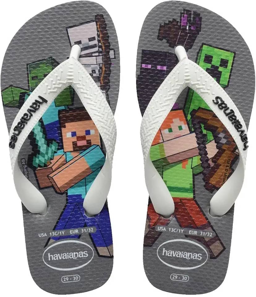 Chinelo Infantil com Estampa Pixel, Cinza e Branco