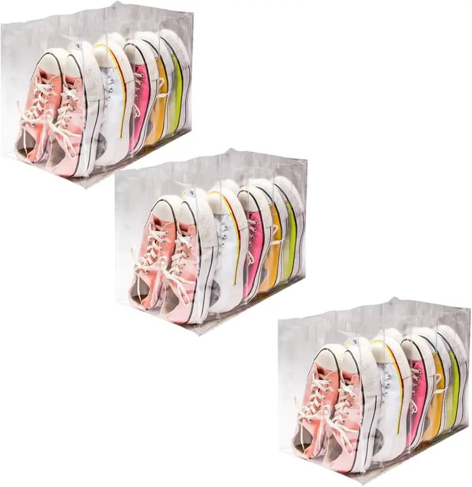 Kit 3 Colmeia Organizador Sapatos Toalha 6 Nicho Chinelos Tênis Roupas Cama Plástico Reforçado Transparente Nizz Organizadores