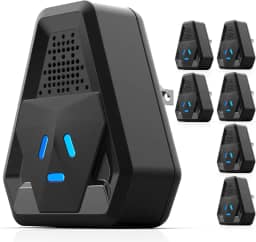 Repelente ultrassônico atualizado 2025 e repelente interno de insetos, ultrassônico e repelente para baratas, roedores, ratos, insetos, mosquitos, ratos, aranha, formiga, troca de 3 modos, 6 pacotes