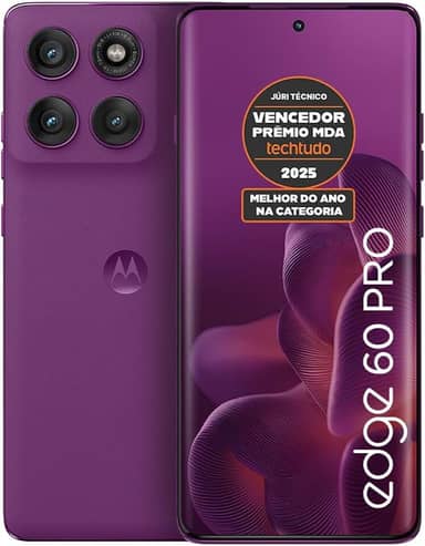 Smartphone Motorola Edge 60 PRO 5G - 256GB 24GB (12GB RAM+12GB Ram Boost) Tela Quad-Curve moto AI 50MP Sony Camera ultrarresistencia militar IP68 + IP69 - Violeta