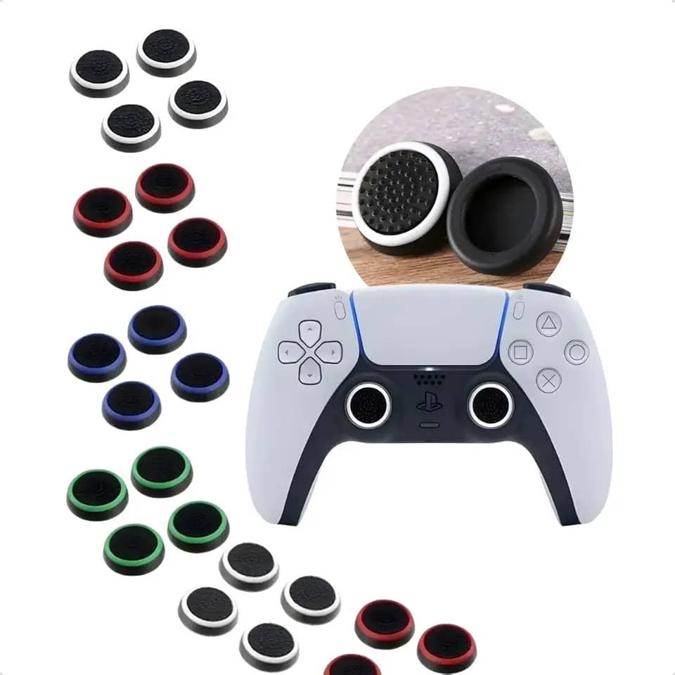 Kit 8 Grip Protetor Analógico Borracha Silicone Botão Controle Gamer Borracinha Compatível Ps3 Ps4 Ps5