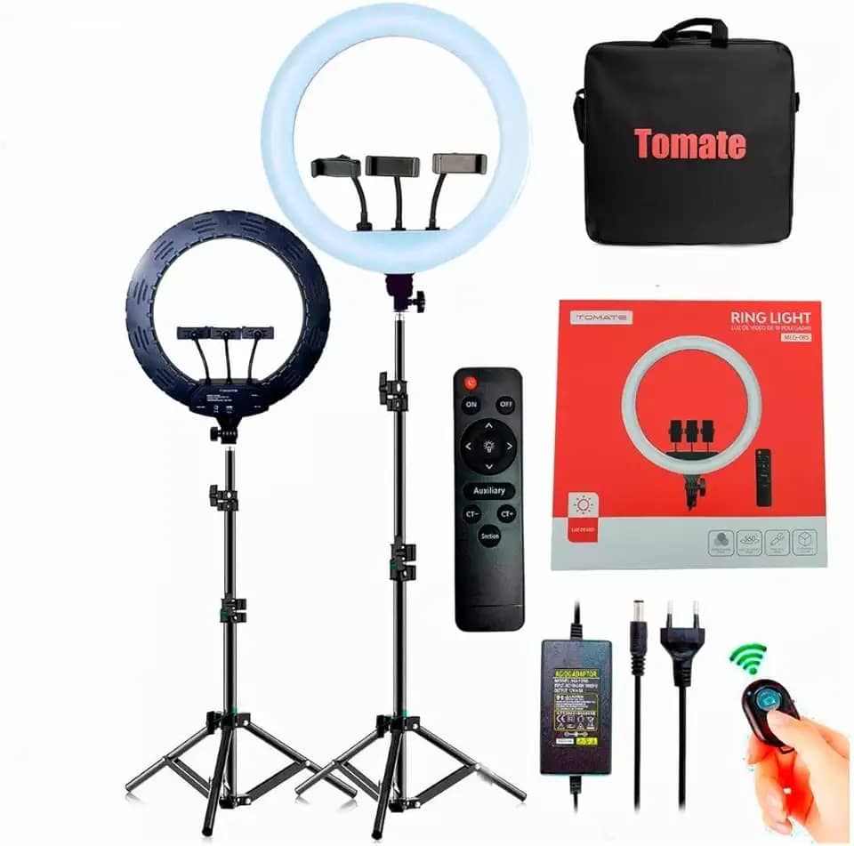 Ring light Profissional Grande High Light + Tripé 2.1m 18 polegadas