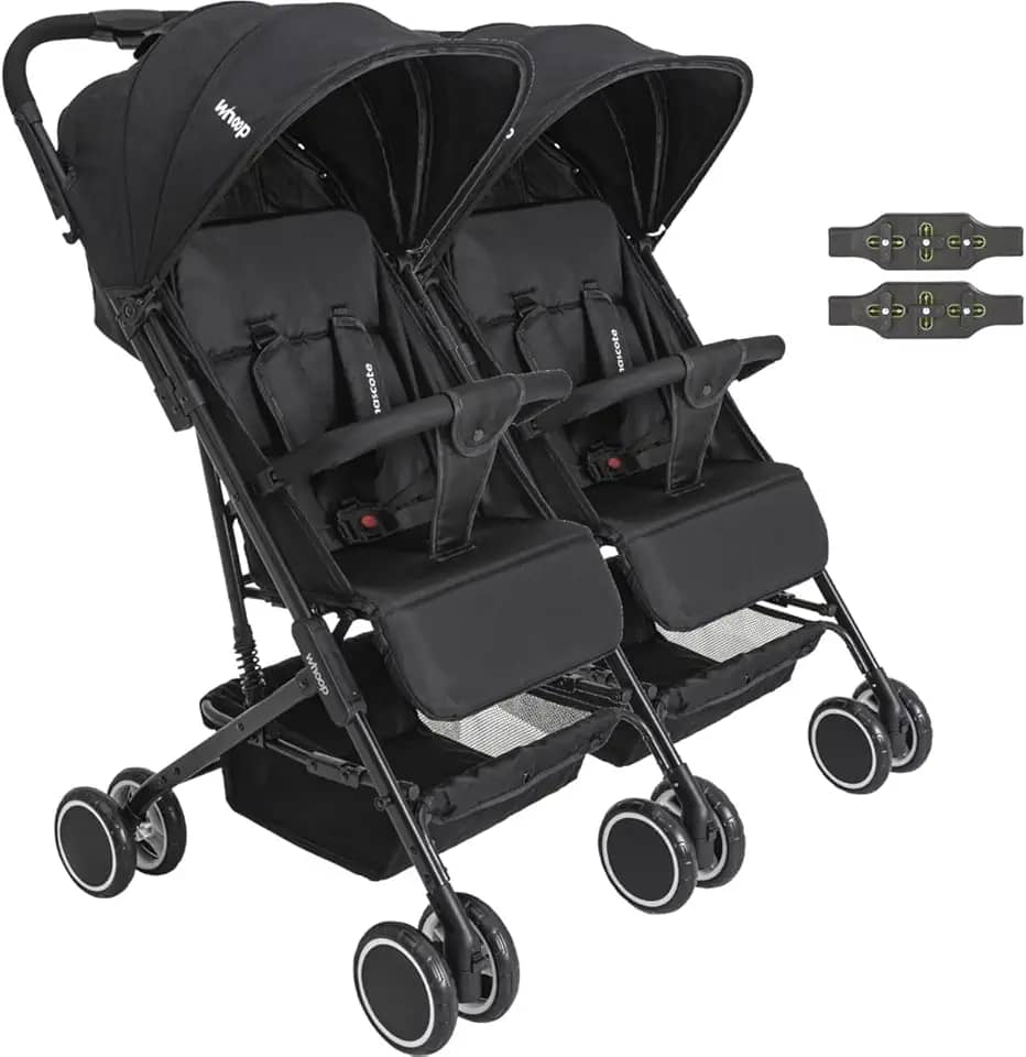 Carrinho Kiddo para Gemeos Duplo Mascote Preto