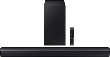 Samsung HW-C450 2.1ch Soundbar com DTS Virtual X, subwoofer incluído, Bass Boost, Adaptive Sound Lite, modo de jogo, Bluetooth, som surround sem fio compatível (modelo mais recente), preto
