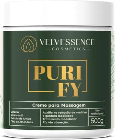 Velvessence - Creme Redutor Para Massagem com Cafeína e Arnica – Efeito Firmador, Drenante e Tonificante Para Redução de Medidas e Alívio de Tensão Muscular – Uso Profissional e Doméstico