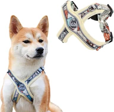 Coleira Peitoral Ajustável para Cachorros com Guia de Passeio e Bordas Reflexivas (Areia, P)