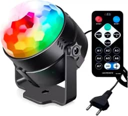 Mini Globo de Luz LED RGB Bola Maluca Iluminação Festa Som e Controle Remoto USB Bivolt – Balada, Karaokê, Bar, Aniversário