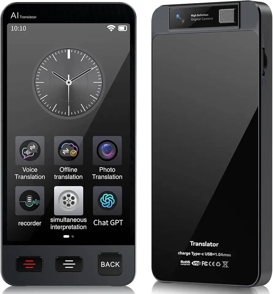 Dispositivo tradutor de idiomas offline, Tradutor instantâneo M80 ChatGPT sem necessidade de WiFi, tradução de voz em tempo real bidirecional, gravação e foto AI Tradutor para viagens de aprendizagem
